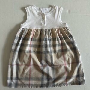 Burberry Kids Dress in White and Tan Plaid